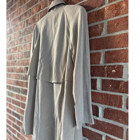 Vintage Petite Sophisticate Taupe Trench Coat P - Picture 7 of 10